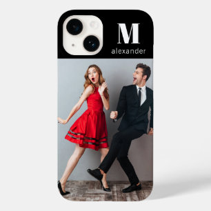 Coque Pour iPhone 14 Monogramme Photo Moderne Nom personnalisé