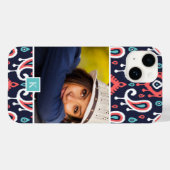 Coques Case-Mate iPhone Monogramme photo personnalisé Ikat Paisley de la m (Verso (horizontal))