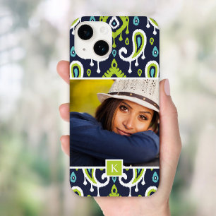 Coque Pour iPhone 14 Monogramme photo personnalisée de la marine et de