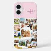 Coques Case-Mate iPhone Monogramme photo rose moderne (Verso)