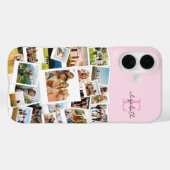 Coques Case-Mate iPhone Monogramme photo rose moderne (Verso (horizontal))
