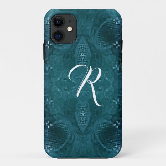 Coques Case-Mate iPhone Monogramme Pine vert look de tissu (Dos)