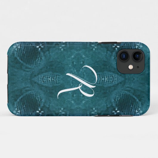 Coques Case-Mate iPhone Monogramme Pine vert look de tissu (Dos (Horizontal))