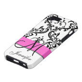 Coques Case-Mate iPhone Monogramme Pink Black White Swirls Damask (Bas)