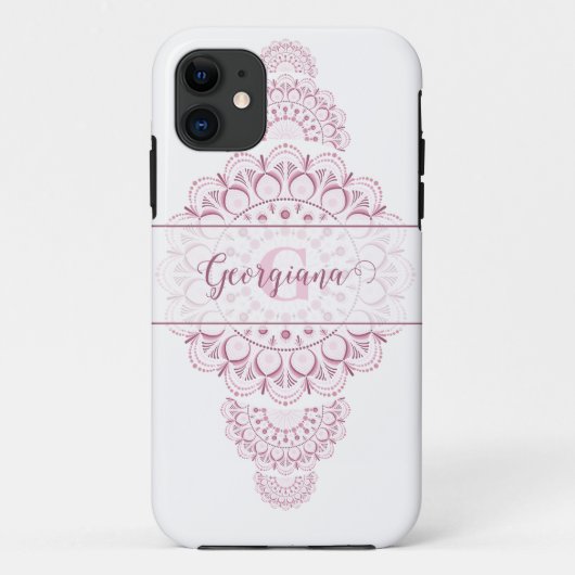 Coques Case-Mate iPhone Monogramme Pink Confetti dentelle ornementale Mand (Dos)