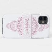 Coques Case-Mate iPhone Monogramme Pink Confetti dentelle ornementale Mand (Dos (Horizontal))