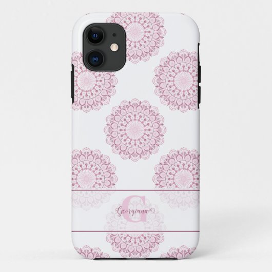 Coques Case-Mate iPhone Monogramme Pink Confetti Lace Polka Dot Mandala (Dos)