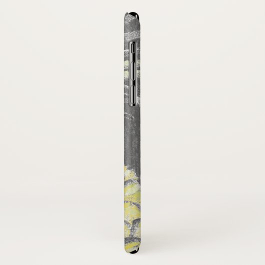 Coques Case-Mate iPhone Monogramme | Pinneappa jaune tropical sur gris (Dos/Gauche)