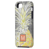 Coques Case-Mate iPhone Monogramme | Pinneapple jaune tropical (Dos gauche)