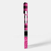 Coques Case-Mate iPhone Monogramme Plaid de bison rose chaud (Verso / Gauche)