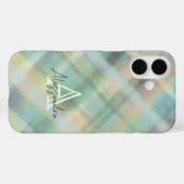 Coques Case-Mate iPhone Monogramme plaid pastel vert gris jaune turquoise (Verso (horizontal))
