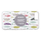 Coques Case-Mate iPhone Monogramme Plumes et flèches (Dos (Horizontal))