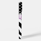 Coques Case-Mate iPhone Monogramme Pois de Zèbre noir et violet (Verso / Droite)