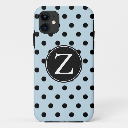 Coques Case-Mate iPhone Monogramme Pois noir bleu (Dos)