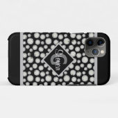 Coques Case-Mate iPhone Monogramme Pois noir et gris (Dos (Horizontal))