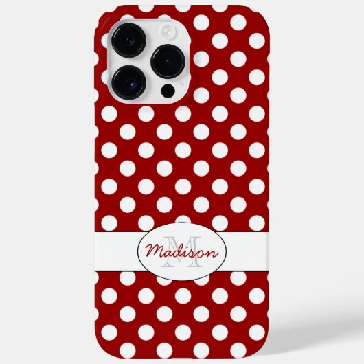 Coques Case-Mate iPhone Monogramme pois Rouge Blanc tendance (Verso)