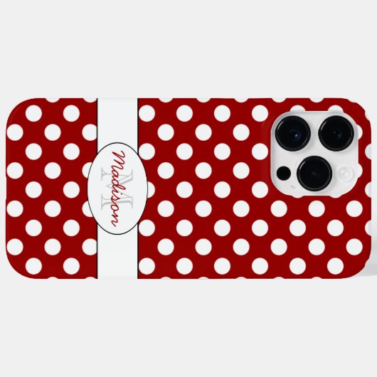 Coques Case-Mate iPhone Monogramme pois Rouge Blanc tendance (Verso (horizontal))