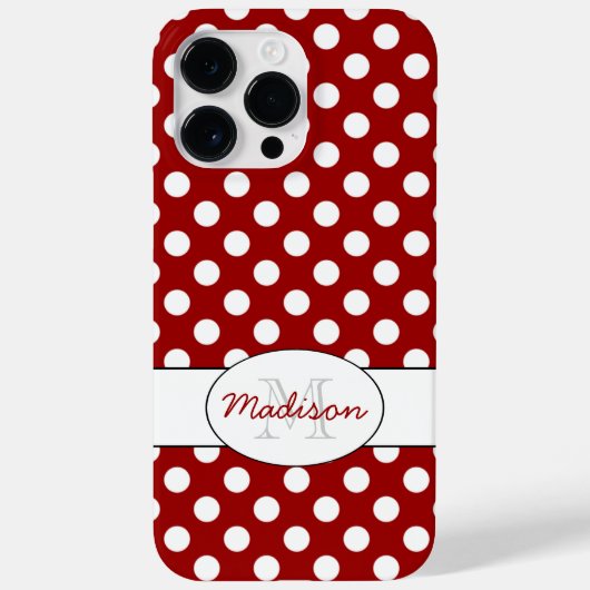 Coques Case-Mate iPhone Monogramme pois Rouge Blanc tendance (Verso)