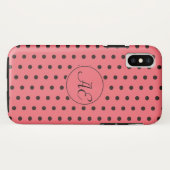 Coques Case-Mate iPhone Monogramme Pois rouge et noir Motif (Dos (Horizontal))