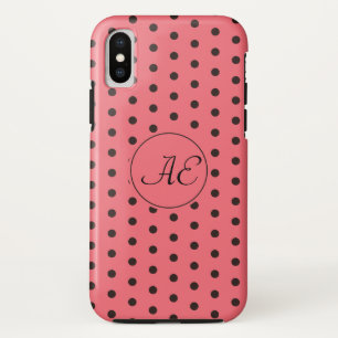 Case-Mate iPhone Case Monogramme Pois rouge et noir Motif