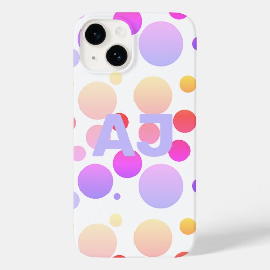 Coques Case-Mate iPhone Monogramme Polka Dot Purple Lilac Ombre (Verso)