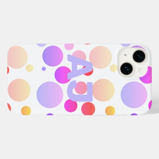 Coques Case-Mate iPhone Monogramme Polka Dot Purple Lilac Ombre (Verso (horizontal))
