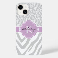 Monogramme Poster de animal gris et Lilac