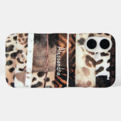 Coques Case-Mate iPhone Monogramme poster de animal léopard crème beige br (Verso (horizontal))