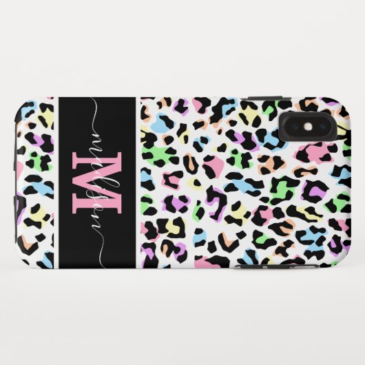 Coques Case-Mate iPhone Monogramme Poster de animal Leopard Girly (Dos (Horizontal))