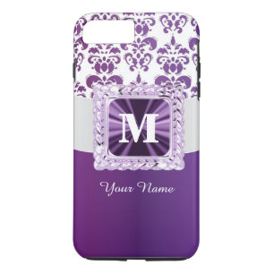 Etui iPhone Case-Mate monogramme pourpre et blanc damassé