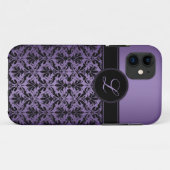 Coques Case-Mate iPhone monogramme pourpre et noir d'iPhone5 de damassé (Dos (Horizontal))