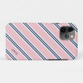 Coques Case-Mate iPhone Monogramme Preppy Pink and Blue Stripes (Dos (Horizontal))