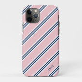 Coques Case-Mate iPhone Monogramme Preppy Pink and Blue Stripes (Dos)