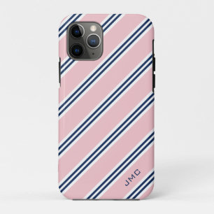 Case-Mate iPhone Case Monogramme Preppy Pink and Blue Stripes