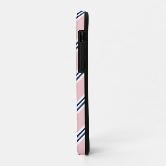 Coques Case-Mate iPhone Monogramme Preppy Pink and Blue Stripes (Dos/Gauche)