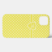 Coques Case-Mate iPhone Monogramme Pretty White sur Polka Jaune point (Verso (horizontal))