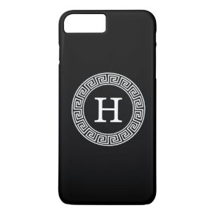 Coque Case-Mate Pour iPhone Monogramme principal grec blanc noir d'initiale de