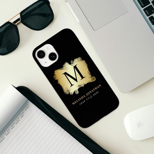 Coques Case-Mate iPhone Monogramme professionnel élégant pour pinceau d'or