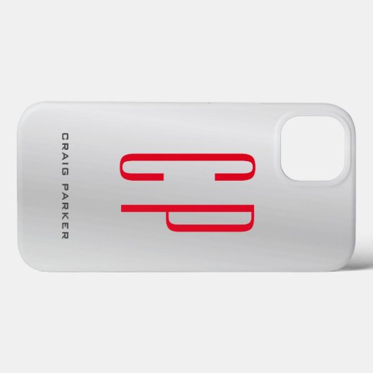 Coques Case-Mate iPhone Monogramme professionnel moderne Silver Gris Rouge (Verso (horizontal))
