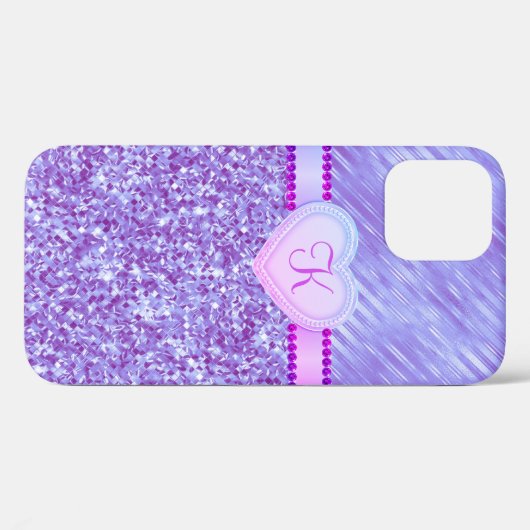 Coques Case-Mate iPhone Monogramme Purple Parties scintillant Coeur 2 Tone (Verso (horizontal))