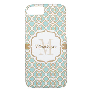 Coque Case-Mate Pour iPhone Monogramme Quatrefol Bleu et Or