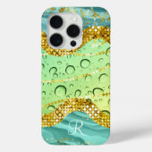 Coques Case-Mate iPhone Monogramme R Aqua Lime Gold Marbre Imaginaire Drop (Verso)