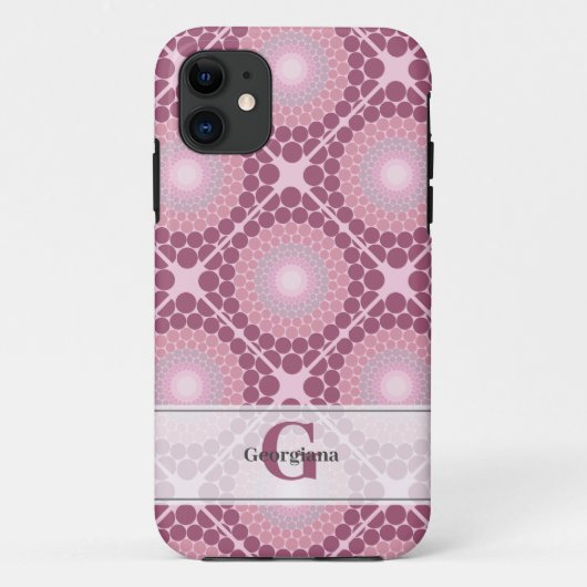 Coques Case-Mate iPhone Monogramme Radiant Dusky Rose Dot Mandala Carrelé (Dos)