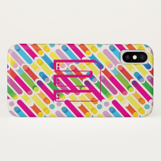 Coques Case-Mate iPhone Monogramme Rainbow Diagonal Lines Motif Pop Art (Dos (Horizontal))