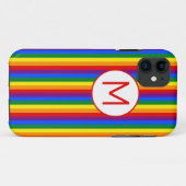 Coques Case-Mate iPhone Monogramme rayé arc-en-ciel (Dos (Horizontal))