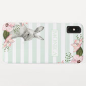 Coques Case-Mate iPhone Monogramme rayé Bunny de Pâques (Dos (Horizontal))