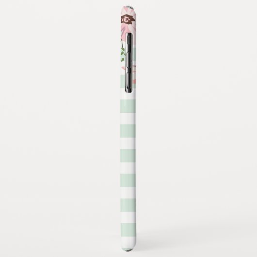 Coques Case-Mate iPhone Monogramme rayé Bunny de Pâques (Dos/Gauche)