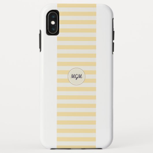 Coques Case-Mate iPhone Monogramme rayé de crème et de jaune soleil modern (Dos)