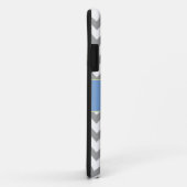 Coques Case-Mate iPhone Monogramme rayé gris et bleu-clair de Chevron (Dos/Droite)