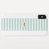 Coques Case-Mate iPhone Monogramme rayé moderne turquoise bleu et crème (Dos (Horizontal))